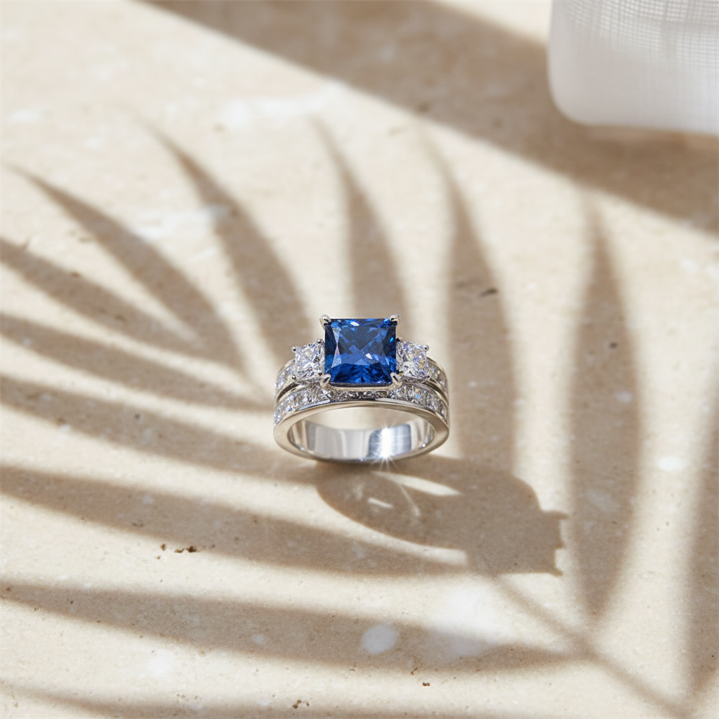 Trio — 3 Ct Moissanite Ring in Sterling Silver by Trendsi