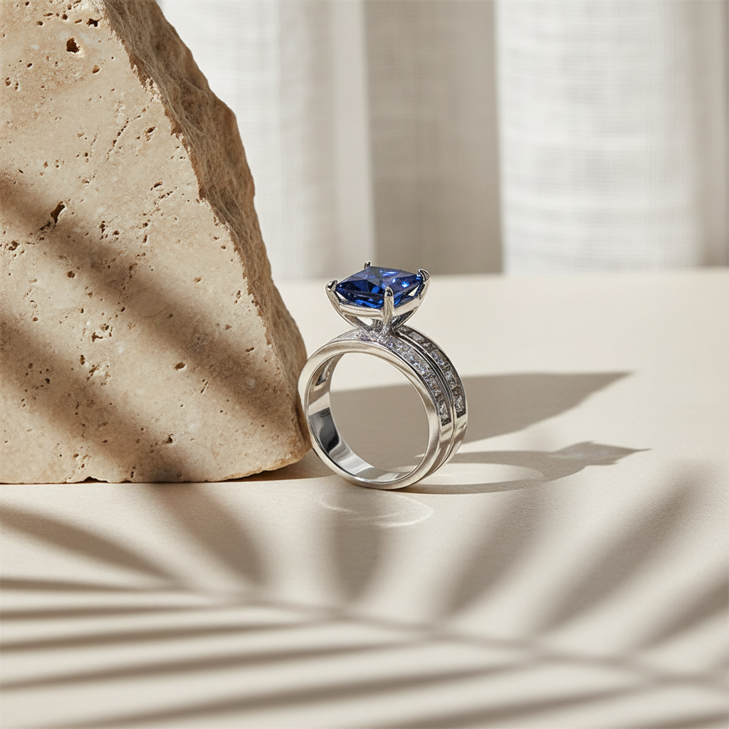 Trio — 3 Ct Moissanite Ring in Sterling Silver by Trendsi
